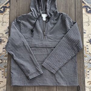 5/$20 Norton Studio checkered hooded windbreaker, size M, black and gray in EUC
